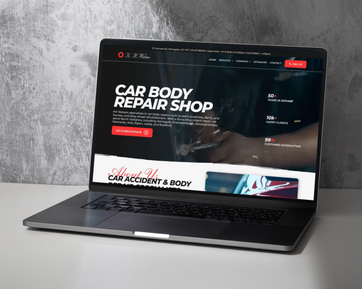 Website design for KH Watson, car body repair